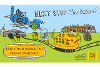 An illustration showing different inventions with text that says 'next stop the future! Stockton and Darlington Railway challenge'.